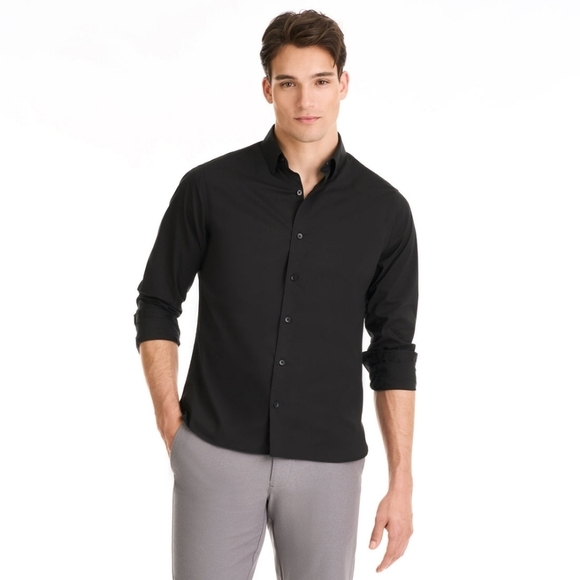 Van Heusen Black Button Down Long Sleeve Shirt - Picture 3 of 8